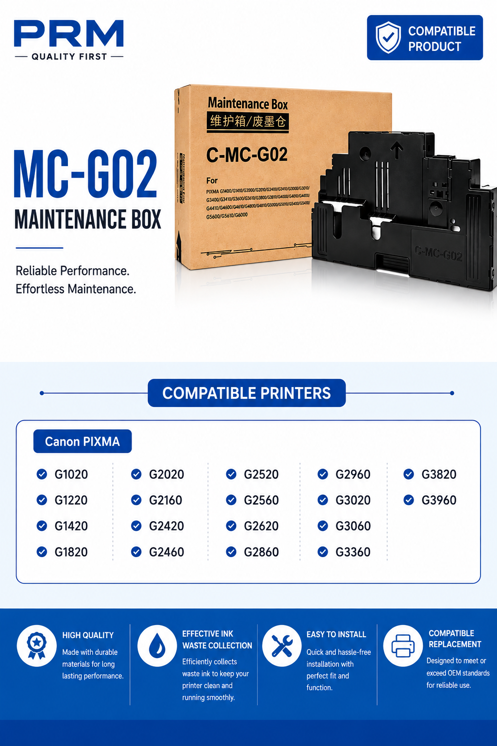 Canon MC-G02 Maintenance Cartridge Compatible for PIXMA G1020 / G2020 / G3020 / G2060 / G3060 | PRM