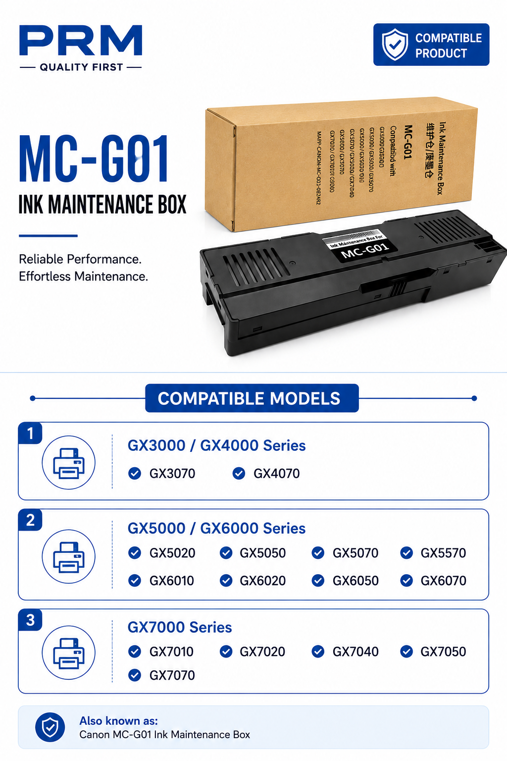 Canon MC-G01 Maintenance Cartridge Compatible for PIXMA GX6070 / GX7070 / GX5070 / GX4070 / GX3070 | PRM