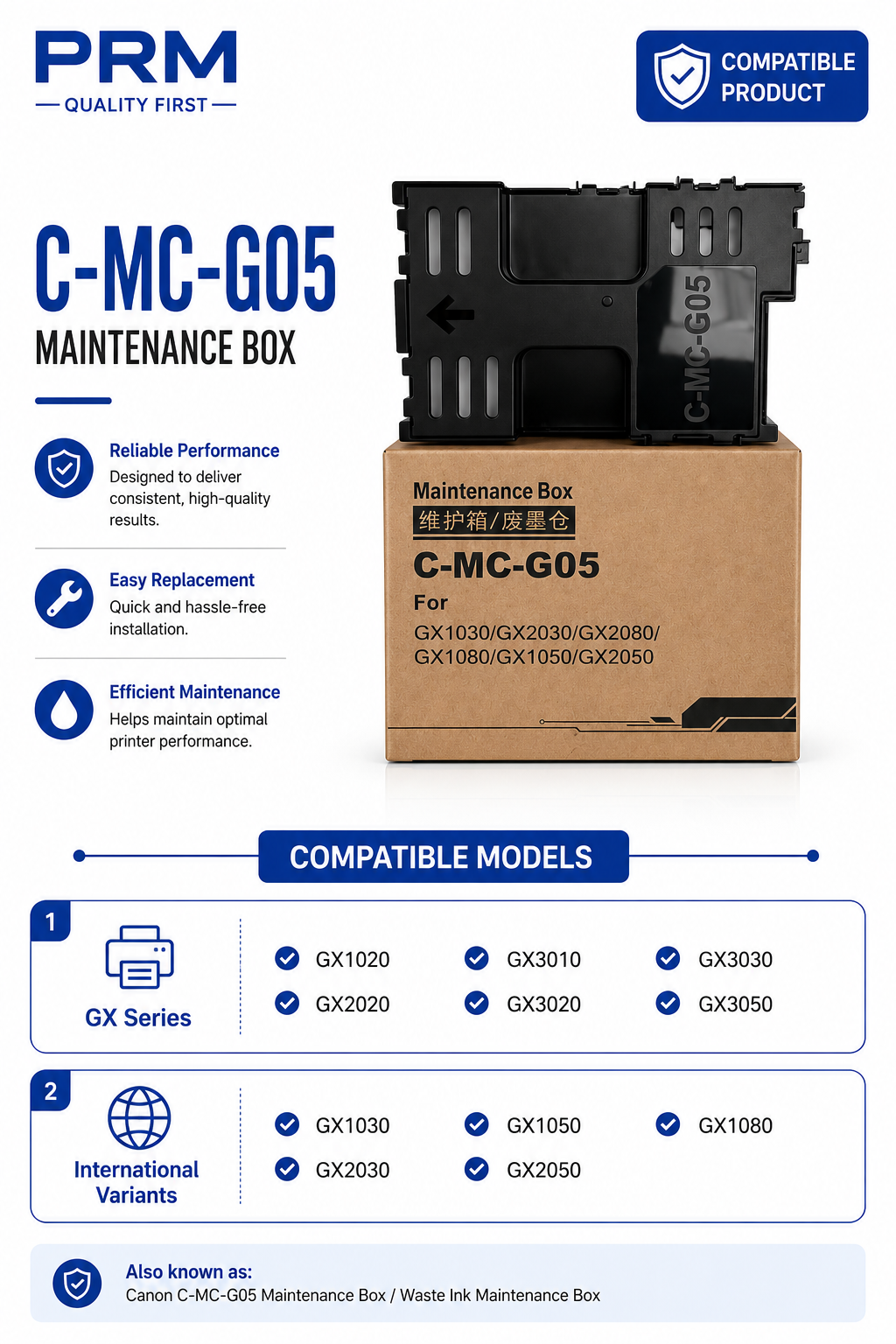 Canon MC-G05 Maintenance Cartridge Compatible for MAXIFY GX1020 / GX2020 / GX3010 / GX3050 | PRM