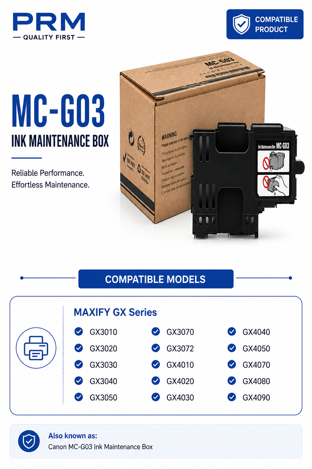 Canon MC-G03 Maintenance Cartridge Compatible for MAXIFY GX3010 / GX4010 / GX3070 / GX4070 / GX4090 | PRM