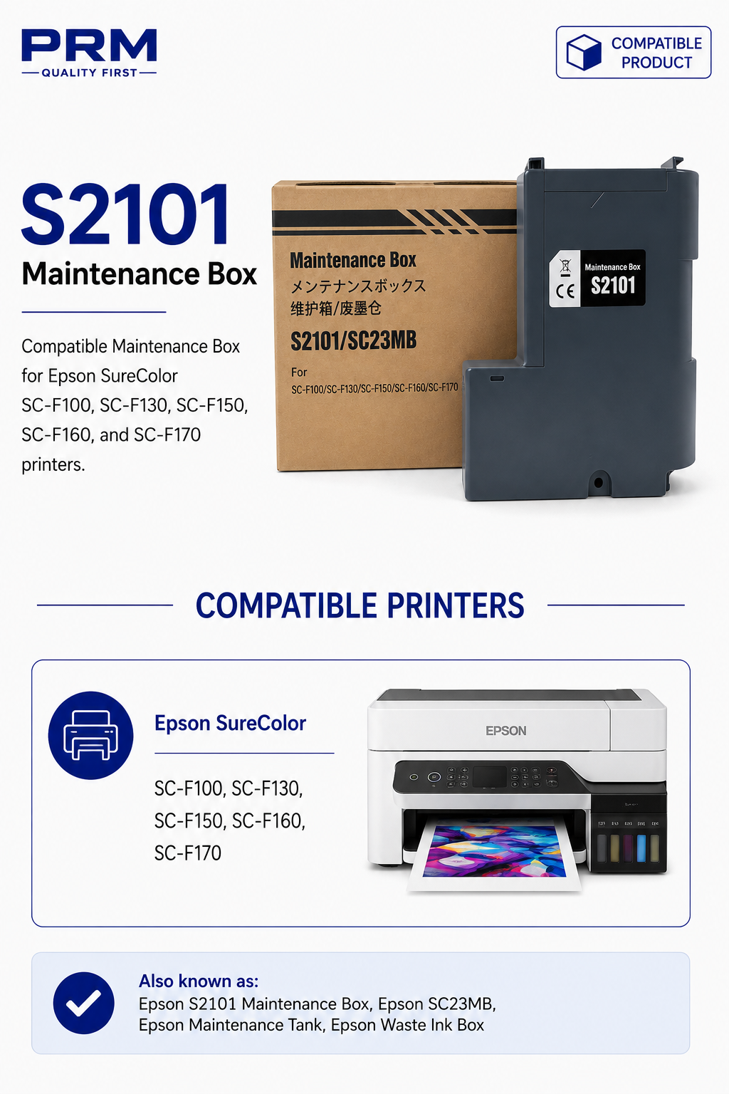 Epson S2101 / SC23MB Maintenance Box Compatible for SureColor SC-F100 / SC-F130 / SC-F150 / SC-F160 / SC-F170 | PRM