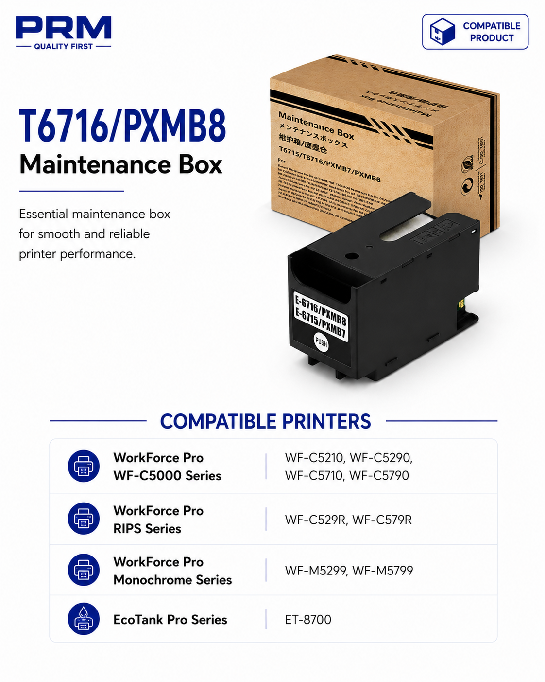 Epson T6716 Maintenance Box Compatible for WF-C5290 / WF-C5790 / WF-M5299 / ET-8700 | PRM