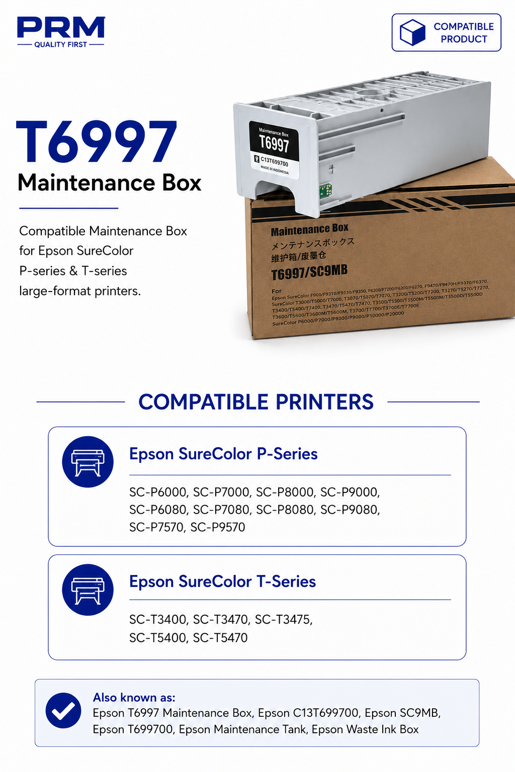Epson T6997 / SC9MB Maintenance Box Compatible for SureColor SC-P6000 / SC-P7000 / SC-P8000 / SC-P9000 / SC-T3400 | PRM